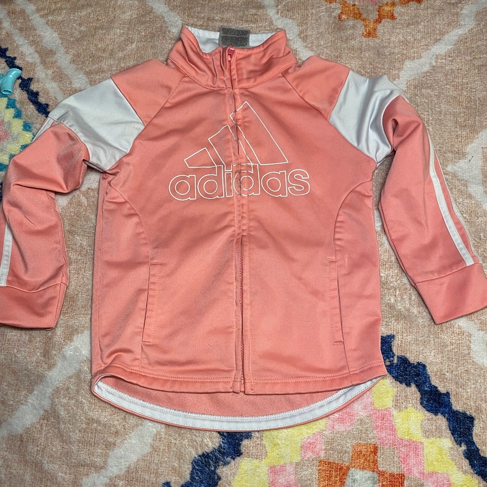 adidas Kids Rashguard - Coral and Light Gray